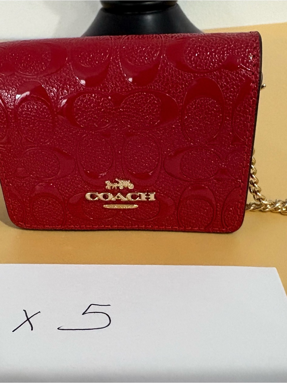 Coach Red Signature Patent Leather Crossbody Bag